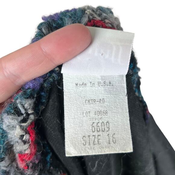 Graff Vintage Multicolor Zig Zag Knit Jacket Coat 16 Boho Retro Pockets - Picture 9 of 9